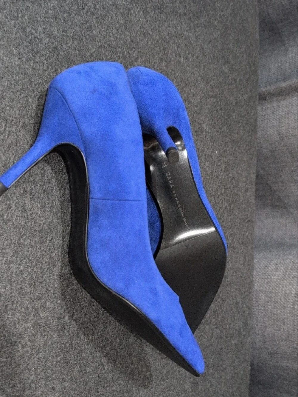 Zara Royal Blue Suede Pointed Stiletto Pumps